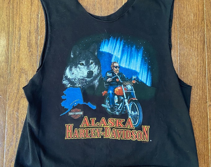 1995 Alaska Harley Davidson Wolf Cut Off