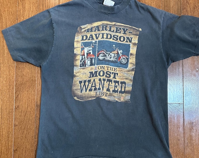 1986 #1 on the  Most Wanted List Harley Davidson Tee