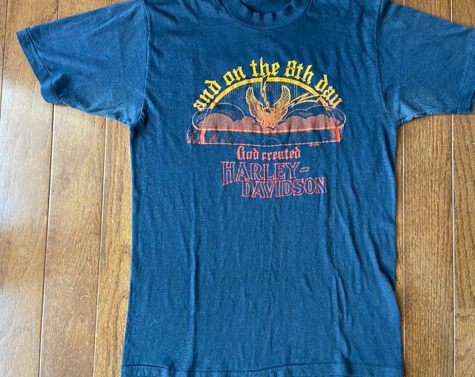 1970's "and on the 8th day god created Harley-Davidson" Tee