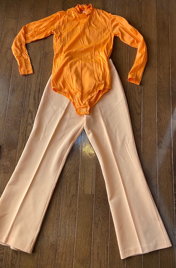 1970's Orange Body Suit Pants Set