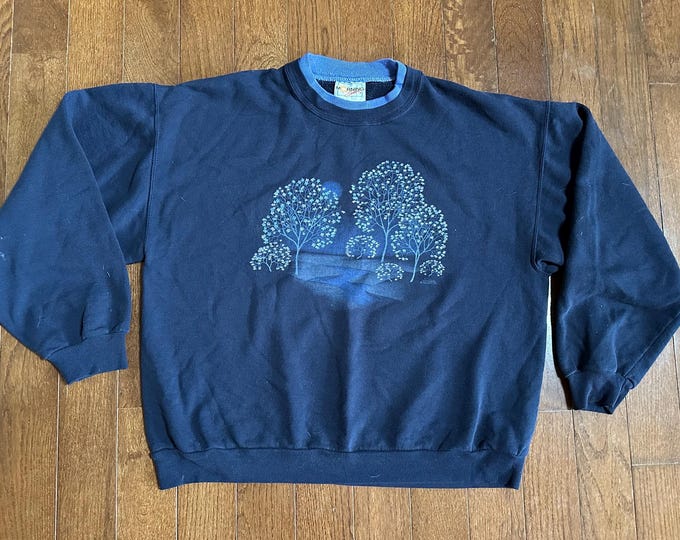 Vintage Morning Sun Tree Graphic Crewneck Sweatshirt - Double Collar