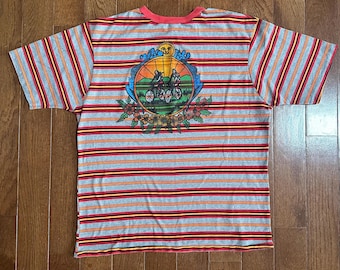 Vintage 1970s Striped Cyclist Graphic T Shirt