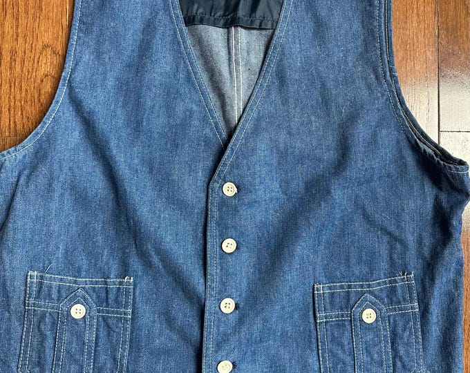 Vintage 1970s Lee Denim Vest Separate-Lees USA Western Workwear Layer