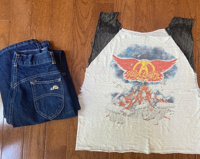 1982 Thrashed Rock in a Hard Place Aerosmith Cut Up Raglan