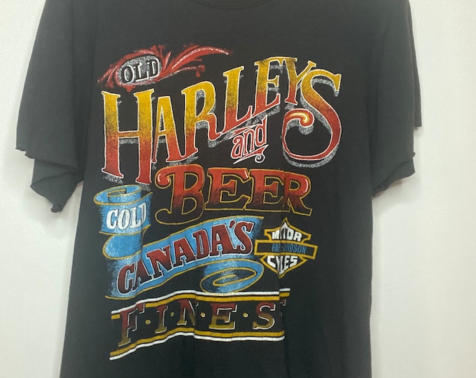 1980's Old Harley and Cold Beer Canada's Finest Harley Davidson Tee