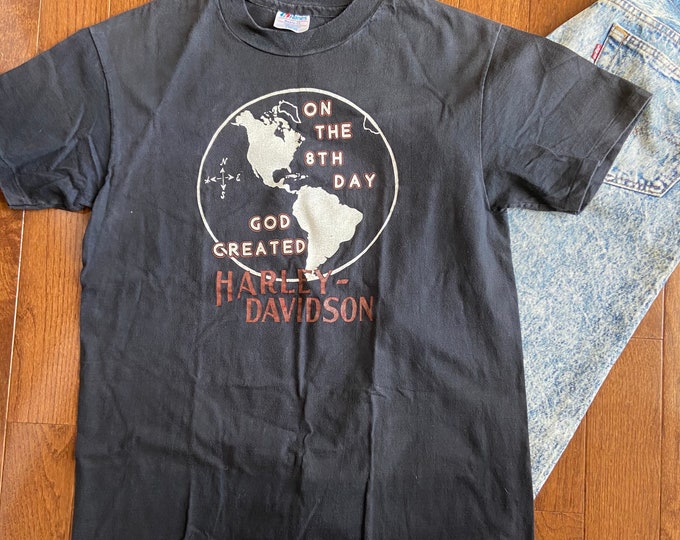 80's On the 8th Day God Created Harley Davidson EPIC Tee