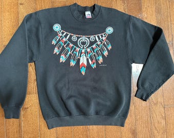 Vintage 90s Wildhare Native American Graphic Crewneck Sweatshirt