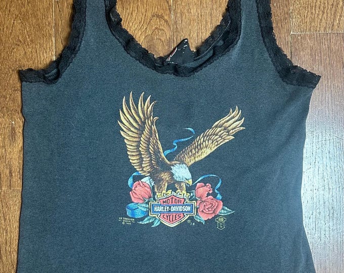 Vintage 1988 Harley-Davidson Lace Trim Tank Top