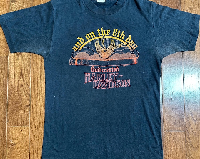 1970s And on the 8th day god created Harley-Davidson Tee