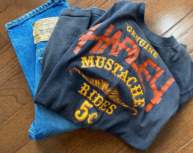 1970's Harley Mustache Rides Tee