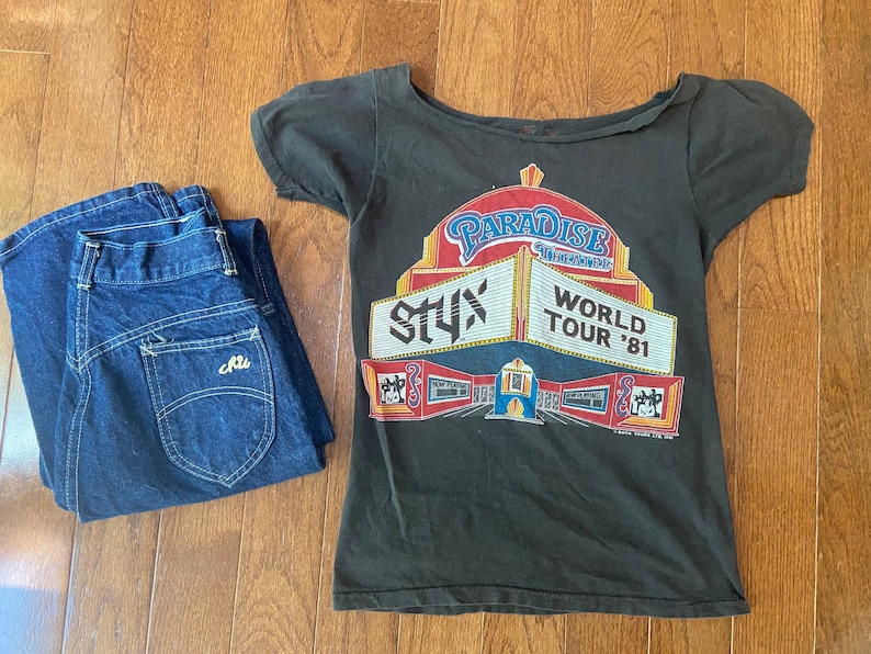 1981 Styx World Tour Cut shops Up Tee