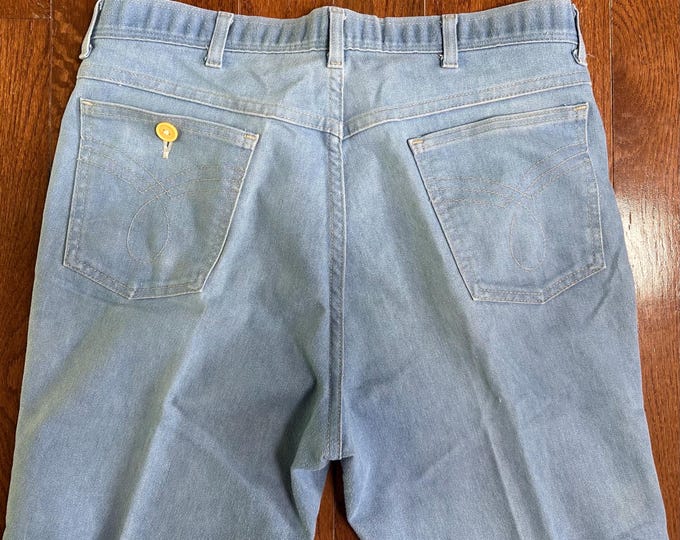 Vintage 70s Lightweight Denim Pants ELITE Clasp High Waist Jeans