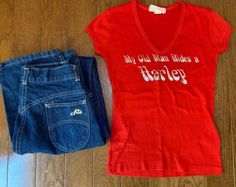 1970's "My Old Man Rides a Harley" Epic V-Neck Tee