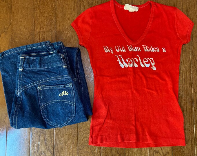 1970's "My Old Man Rides a Harley" Epic V-Neck Tee