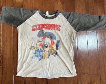 Vintage 1984 Scorpions Tour Raglan Shirt Mens Medium