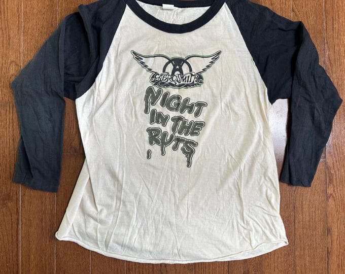Vintage 70s Aerosmith Raglan T Shirt Night In The Ruts Band Tee