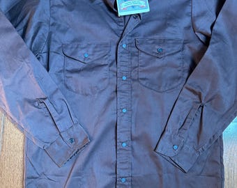 Deadstock Vintage OshKosh B’Gosh Work Shirt USA Made Brown Snap Front 90s
