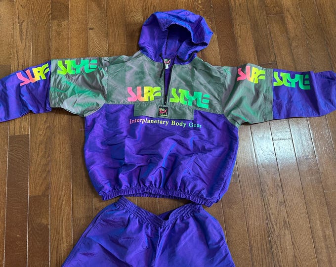 1990s Surf Style Iridescent Windbreaker Set