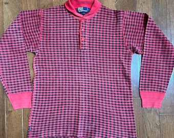 Vintage Polo Ralph Lauren Red Plaid Henley