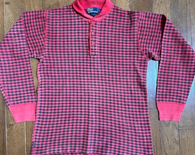 Vintage Polo Ralph Lauren Red Plaid Henley