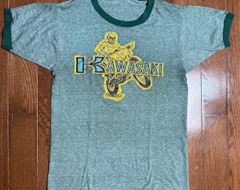 Vintage 1970s Kawasaki Motocross Ringer Tee