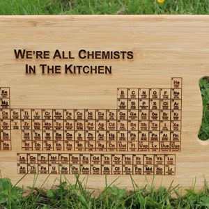 Personalised Periodic Table Bamboo Cutting Board: Chemistry Kitchen Decor