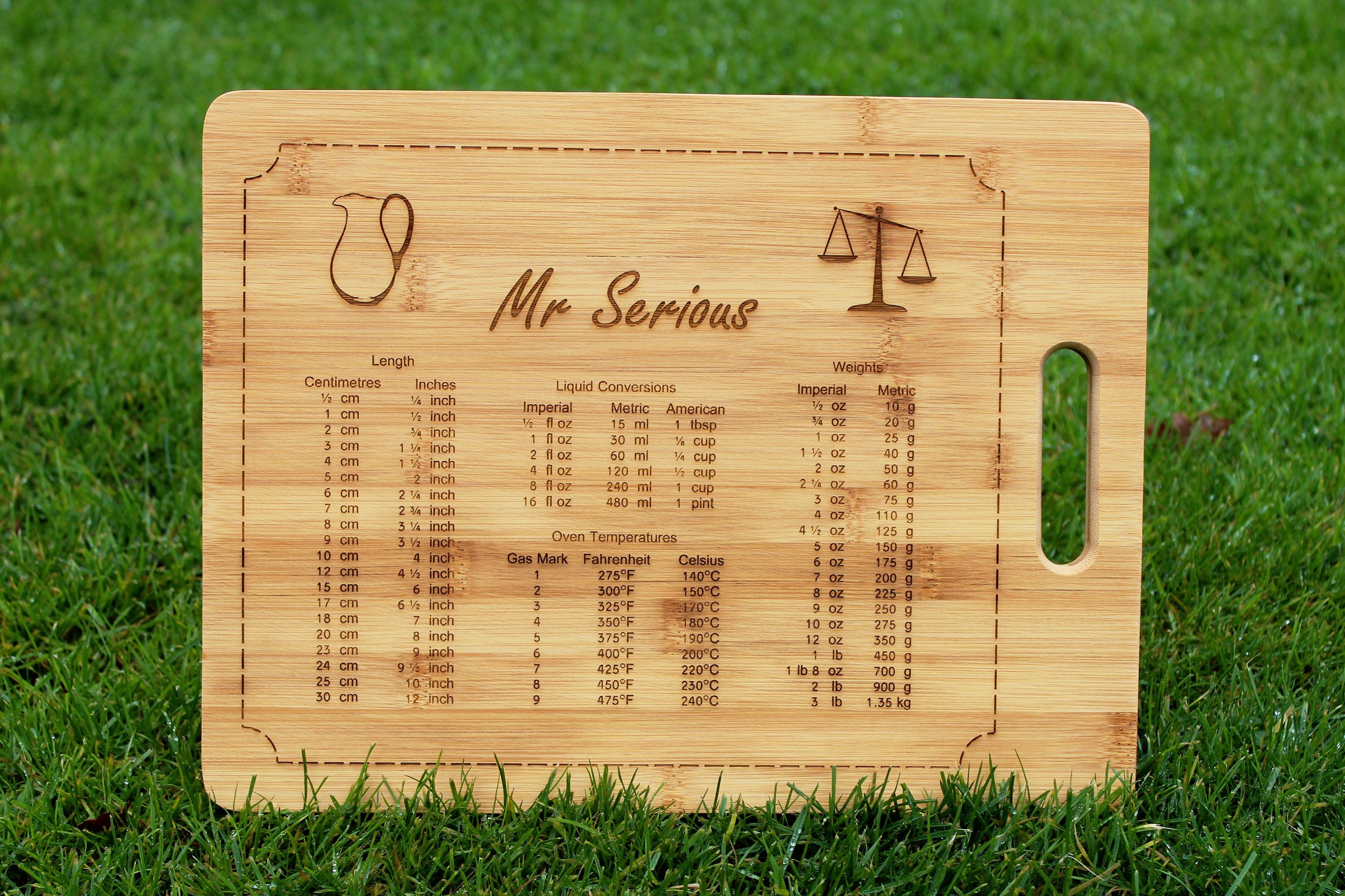 Measures Weights Personalised Chopping Board gift Tag Engraved
