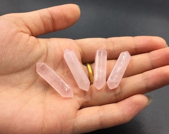 Rose Quartz Point Wand Double Terminated Natural Pink Crystal Quartz Wand Point Perfect for Jewelry Making Mineral Healing Stone OB