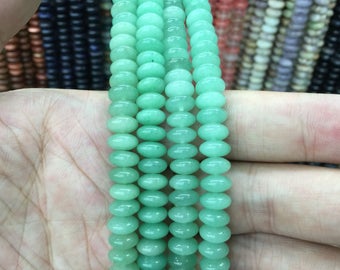 Fil De 74 Perles En Aventurine Verte - Rondelles 8x5mm - Environ 39cm - Pour Création Bijoux