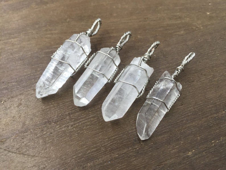 Wire Wrapped Quartz Crystal Pendant Wholesale Raw Clear Etsy
