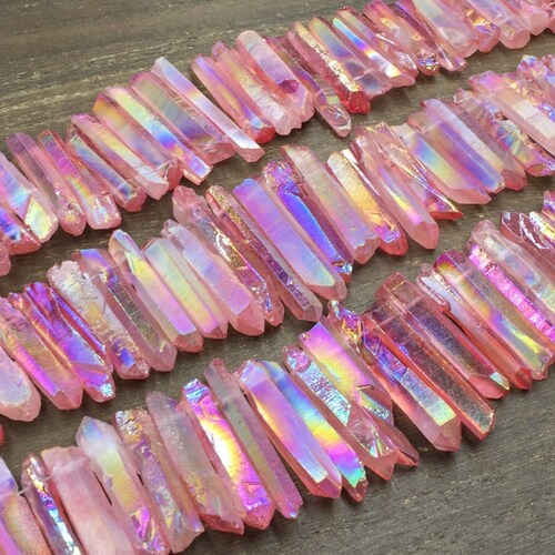 Matte Aura Quartz Crystal Point AA Bulk Quartz Point Beads Etsy