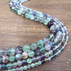 Natural Fluorite Beads Round Rainbow Fluorite Gemstone Beads wholesale Loose beads Strand Semiprecious Beads Supplies 4-12mm 15.5" Strand