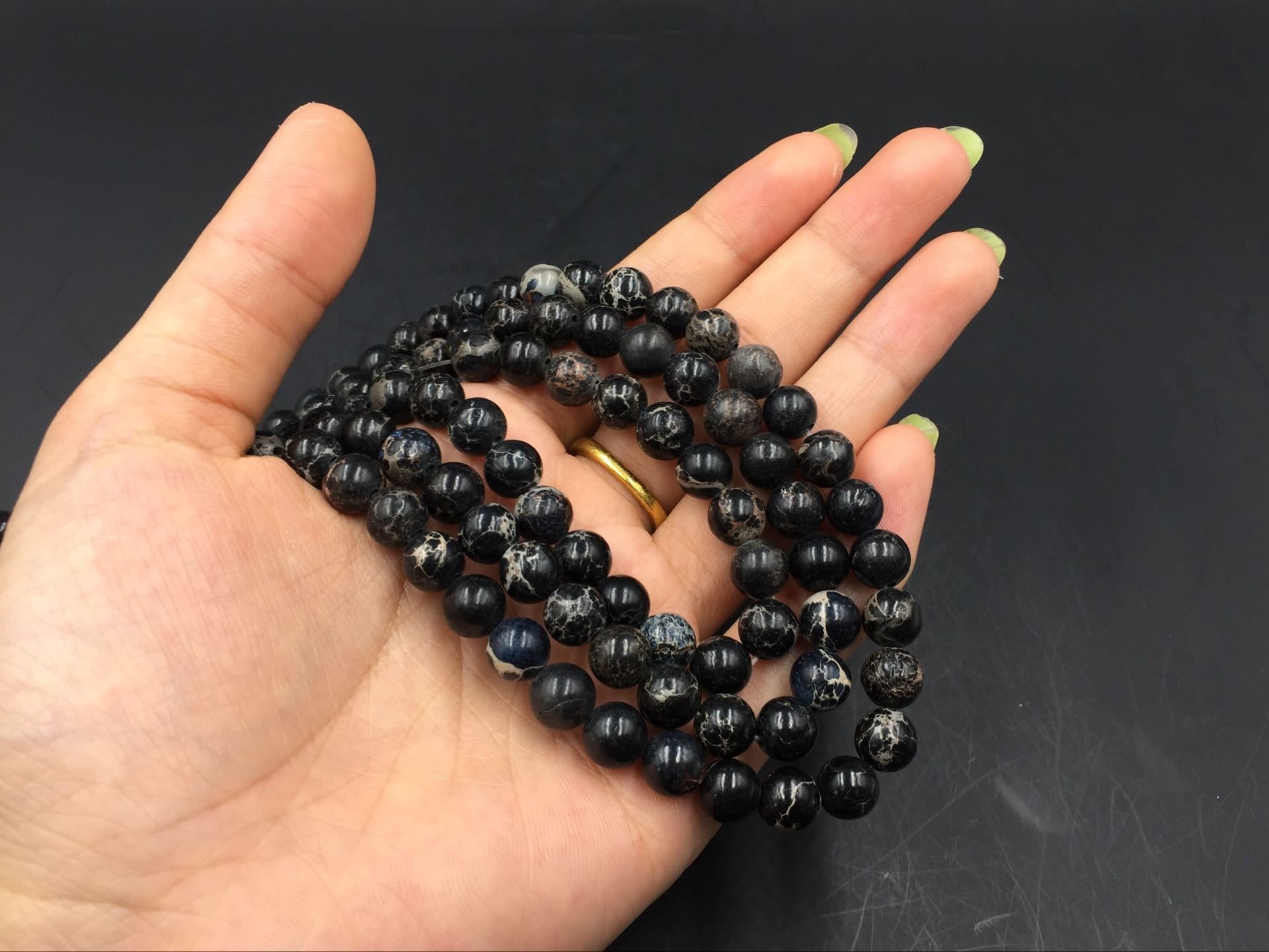 Black Jasper Beads Black Imperial Jasper Round Beads Gemstone Beads Supplies 4 6 8 10mm Jewelry making 15.5 strand