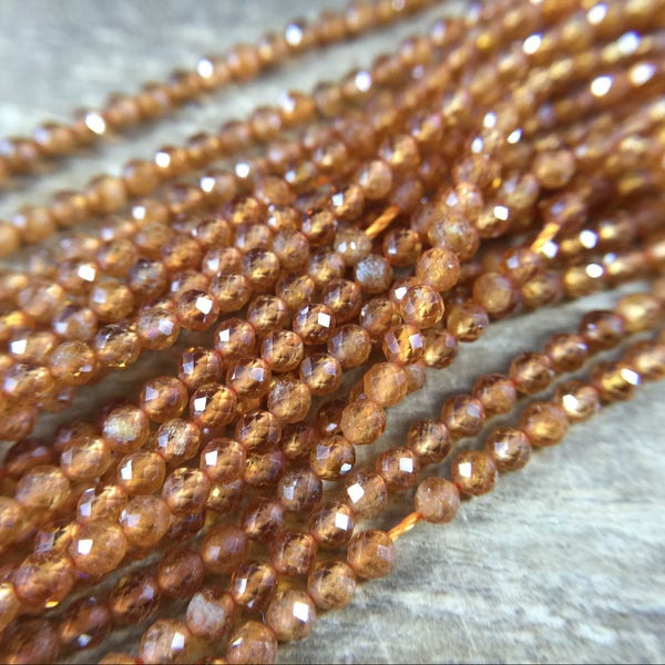 2mm Orange Garnet Beads Micro Faceted Round Garnet Beads Natural Tiny Small Garnet Crystal Gemstone Beads Jewelry Beads 15.5" Full Strand