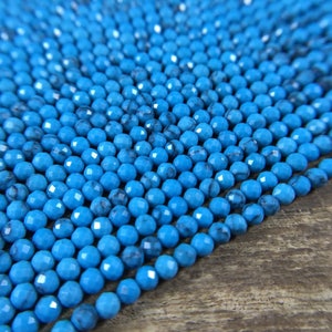 3mm Faceted Turquoise Beads Micro Faceted Round Tiny Small Blue Turquoise Beads Gemstone Beads Supplies Jewelry Beads 15.5" Full Strand