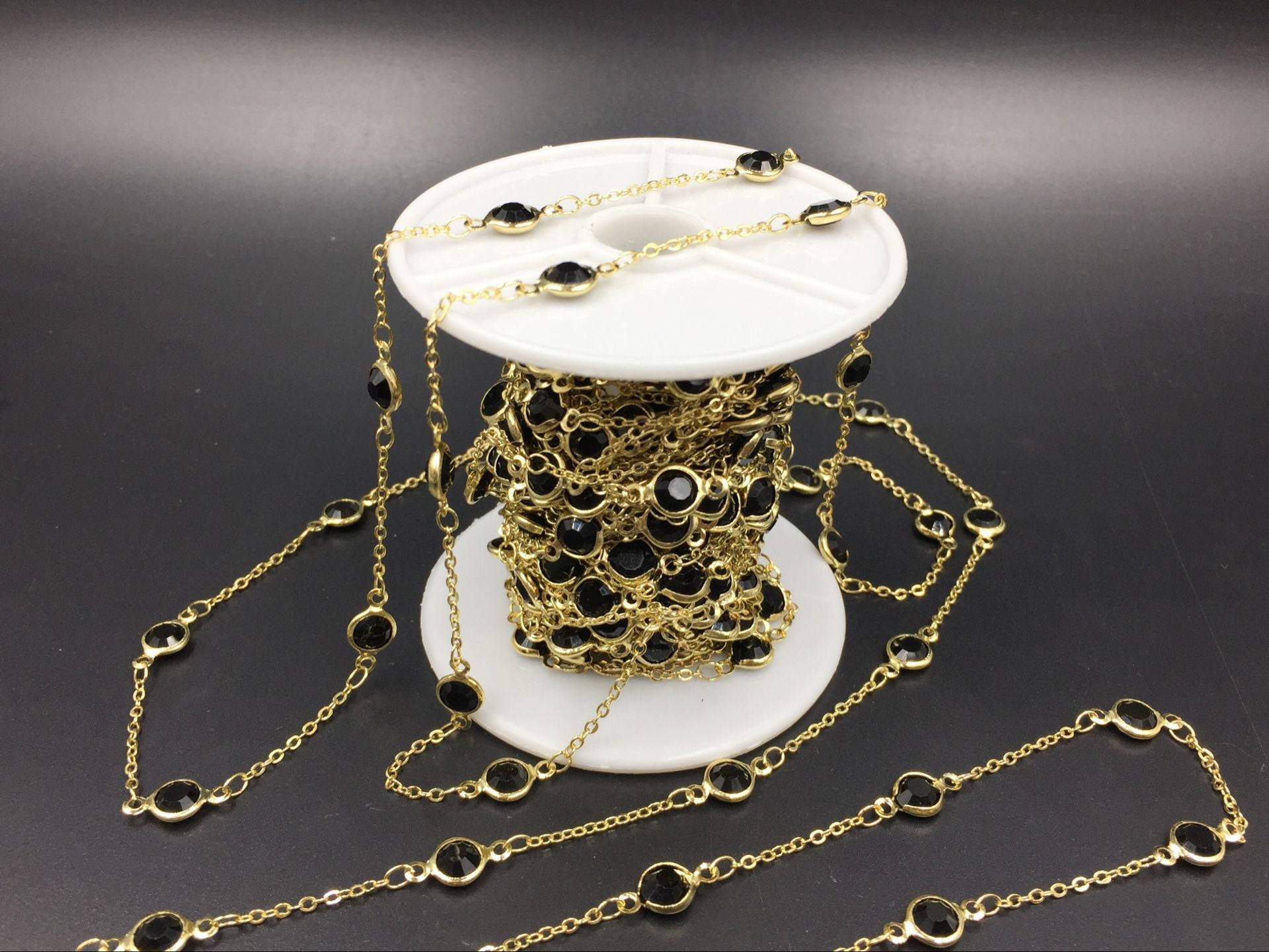 10ft Jet Black Glass Station Connector Chain 6mm Transparent Glass ...