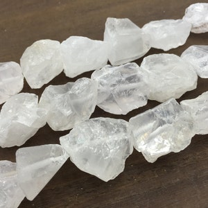 Large Quartz beads Nugget beads point Raw Quartz Rough Cut Rock Crystal points Center Drilled Gemstone Beads supplies for jewelry making XP