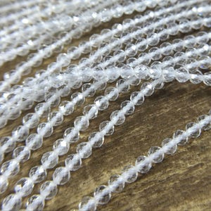 3mm Faceted Clear Quartz Micro Faceted Round Clear Quartz Crystal Beads Natural Tiny Small Gemstone Beads Jewelry Beads 15.5&quot; Full Strand