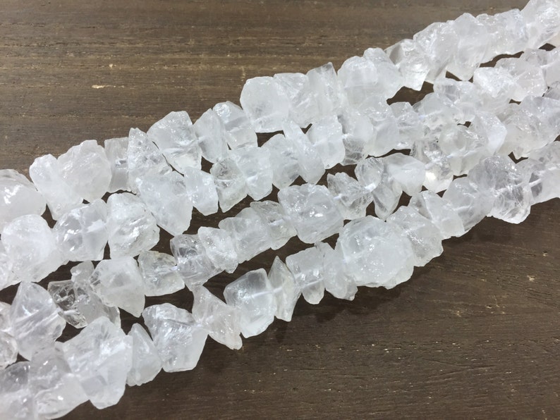 Raw Crystal Quartz Nugget beads Matte Quartz Crystal Chip beads Rough Quartz Jewelry making supplies 14-16mm 15.5 full strand