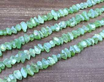 Double Terminated Quartz Points Green Quartz Crystal Points Faceted Quartz Nugget Beads Mystic Crystal Center Drilled Points 6-10*15-20mm DQ