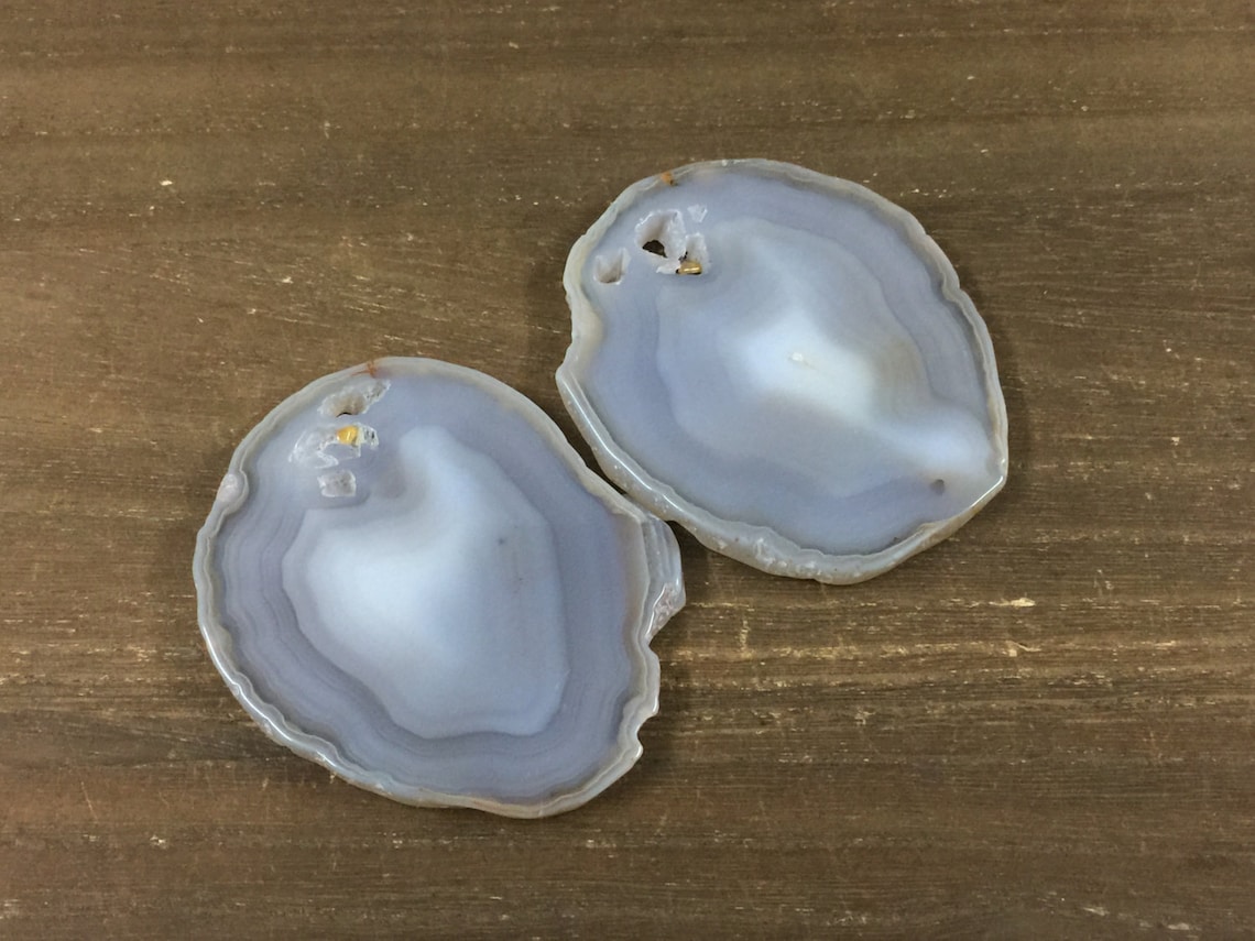 Large Agate Slices Gray Agate Coaster Large Agate Druzy Slice Etsy