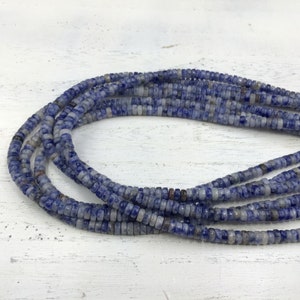 Blue Sodalite Heishi Beads 4x2mm Blue Spot Jasper Rondelle Tyre Spacer Beads Gemstone Rondelles Beading Supplies 15.5&quot;/Full Strand