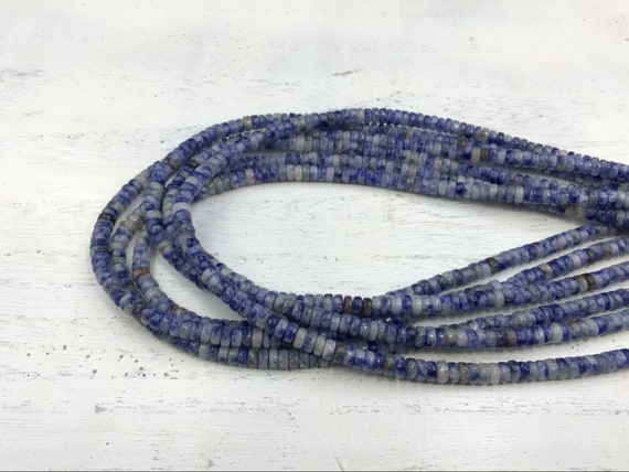20 Perles Rondelles Jaspe Aqua Terra 4x2mm Bleu - Pour Création Bijoux - Neuf Lot