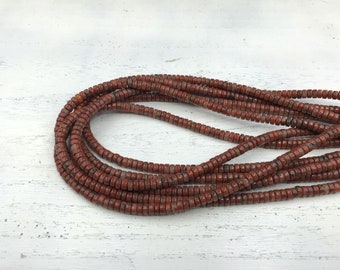 20 Perles Heishi Turquoise Synthétique Rouge Bordeaux 4x2mm - Rondelles, Neuf