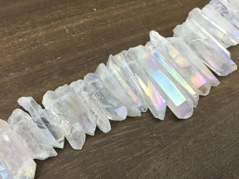 Raw AB Quartz Crystal Point Bulk Quartz Point Beads Wholesale Etsy