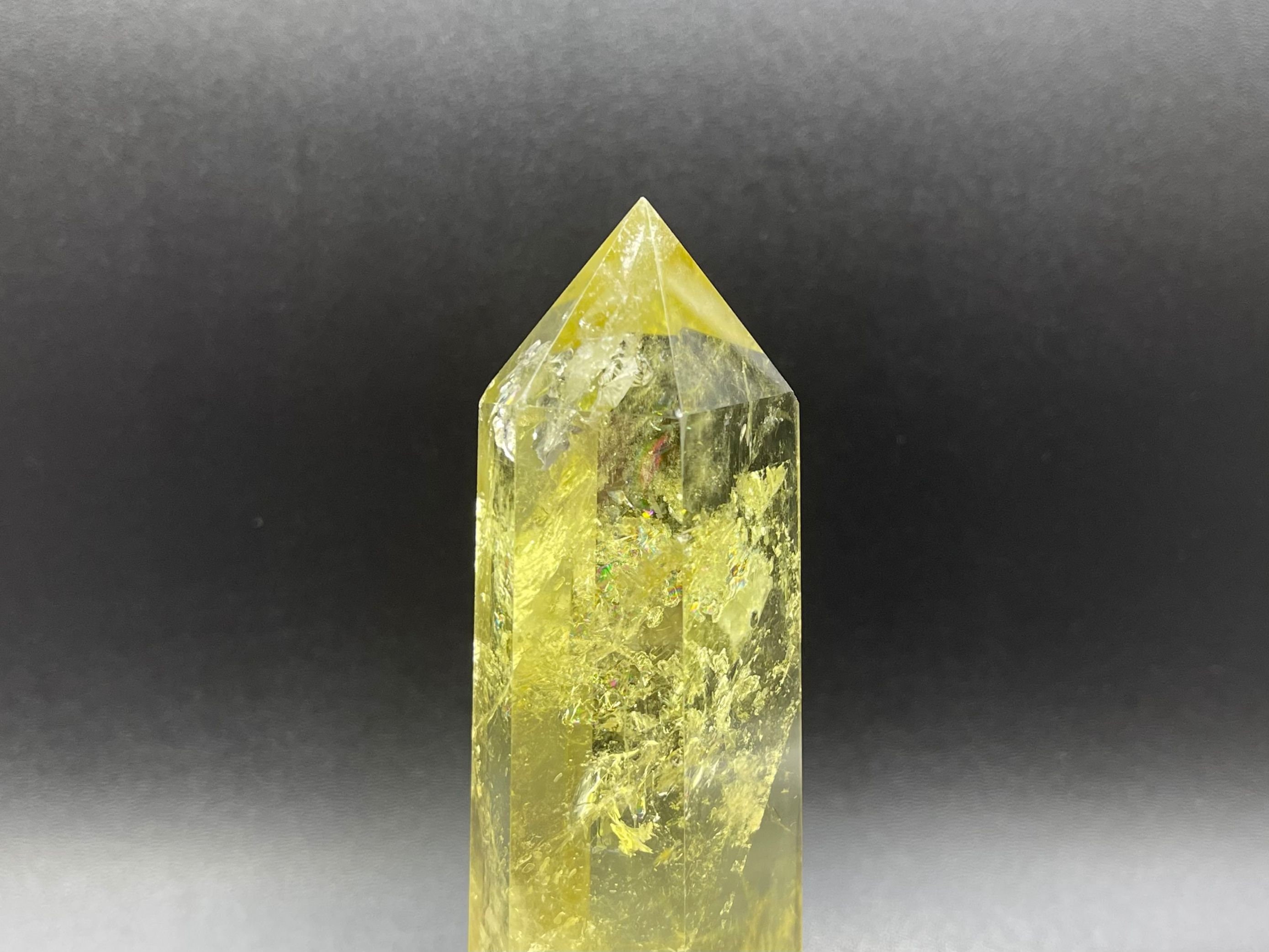 シトリン ポイント タワー 透明度抜群 5.2インチ レインボー シトリン タワーポイント クリア イエロー