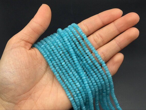 15.5" Strand Of 4mm Faceted Jade Rondelle Beads – Small, Handmade Gemstone Beads