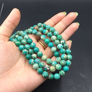 Aqua Green Jasper Beads  Imperial Jasper Round Beads Gemstone Beads Supplies 4/6/8/10mm Jewelry making 15.5&quot; strand