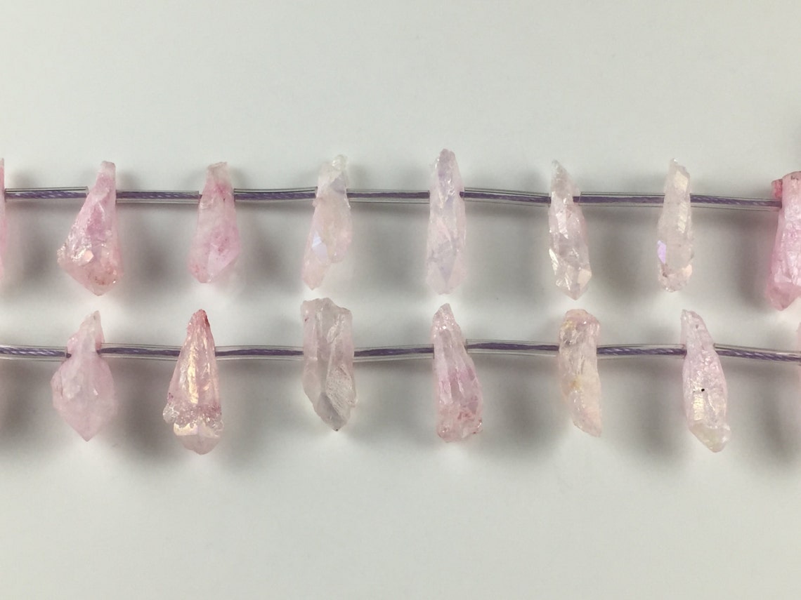 Pink Crystal Point Rock Quartz Point Beads Raw Crystal Quartz Points ...