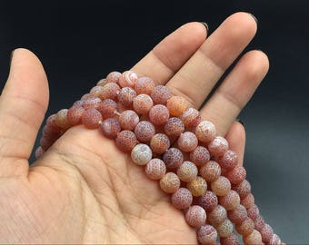 Matte Agate Beads Frosted Natural Red Agate Round Beads Agate Gemstone Beads Agate Beads Supplies 6/8/10mm Jewelry making 15.5" strand